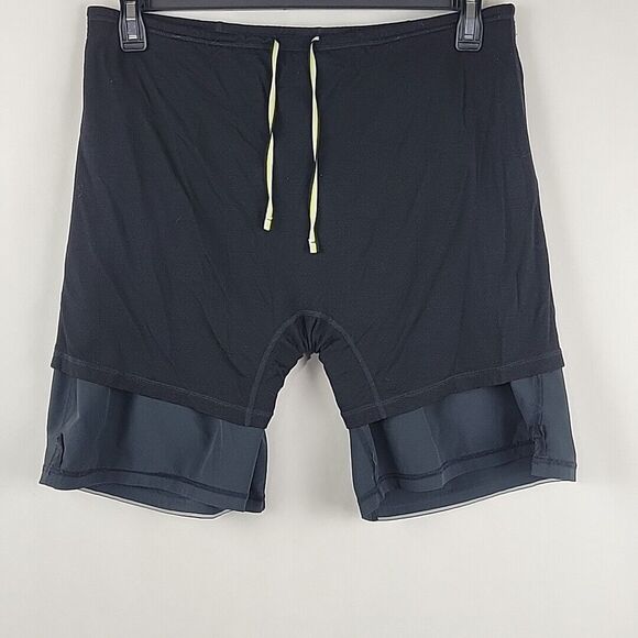 Smartwool Merino Blend Lined 8" Shorts Mens XL Black Running Athletic Reflective - Picture 7 of 10